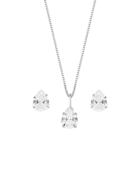 Pear Shape Cubic Zirconia 925 Silver Set